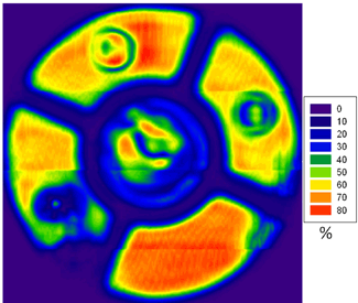 Figure 3: Phased array C-scan image of ceramic mirror material