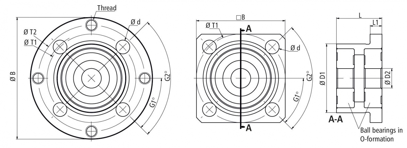 Drive Side Flange Bearing Dimensions