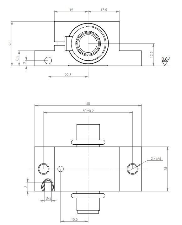 16mm Diameter Flange Ball Nut 4 and 5mm Pitch Dimensions