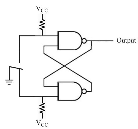 Digital debounce circuit example using memory circuit