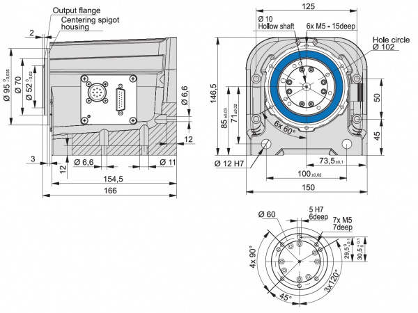 RDH-S Rotary Stage Dimensions