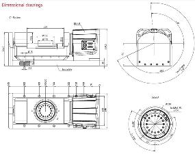 DSH-M Dual Axis Rotary Stage Dimensioned Drawing
